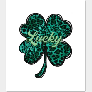 Shamrock Green Cheetah Pattern Lucky Posters and Art